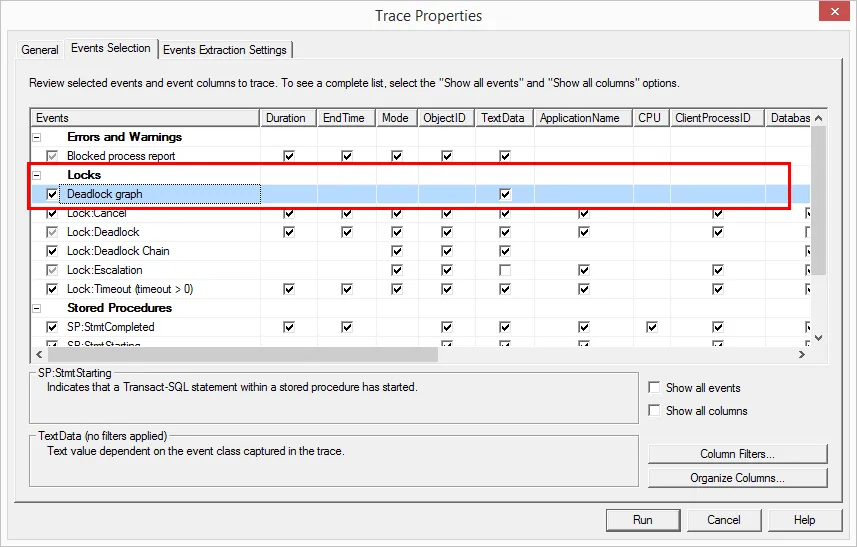 SQL Profiler deadlock capture