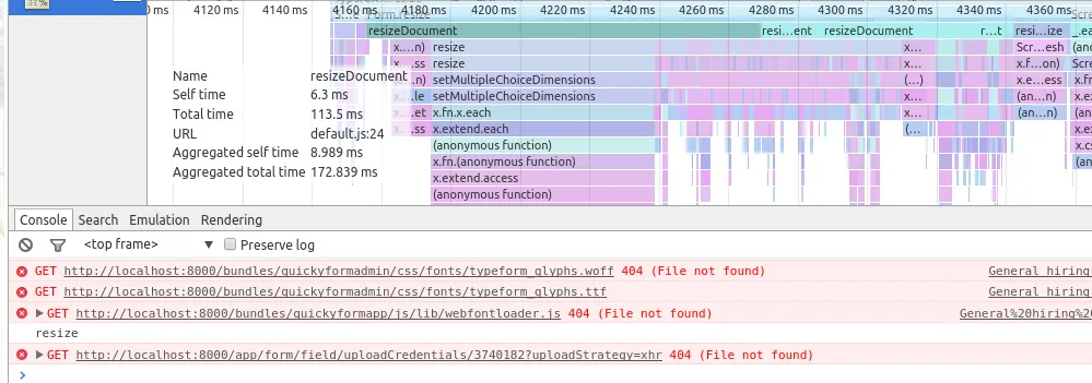Profiling results showing method distribution