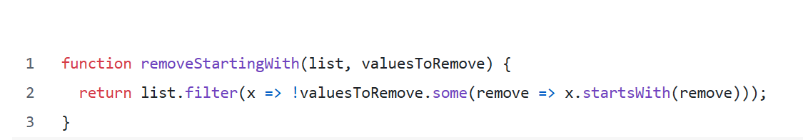 Code example showing the simple approach